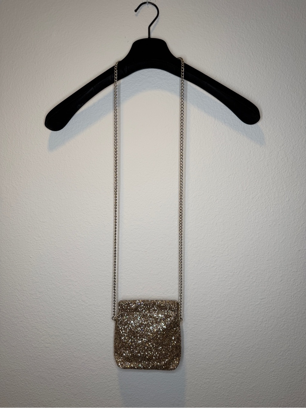Glitter Crossbody Evening Bag in Gold